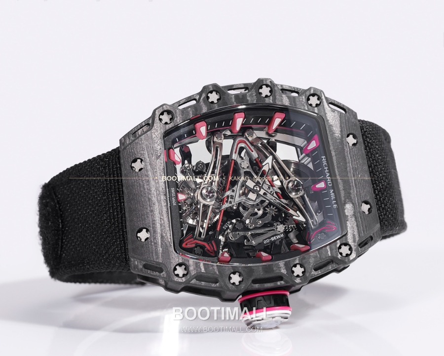 Richard Mille RM 38-02 Tourbillon Bubba Watson Pink Carbon TPT 리차드 밀 RM 38-02 투르비용 버바 왓슨 핑크 카본 TPT 페브릭밴드 2