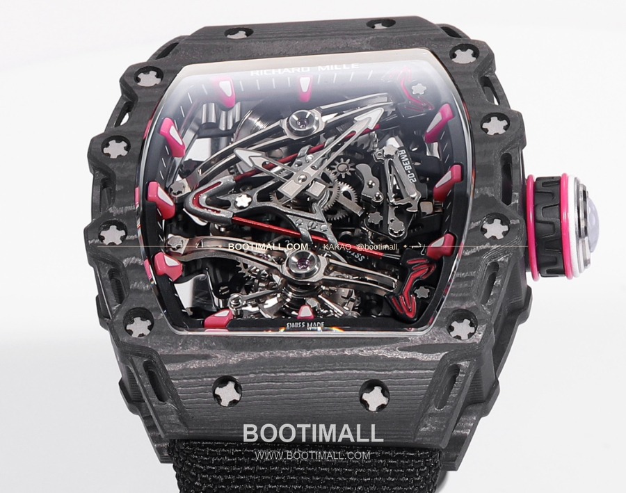 Richard Mille RM 38-02 Tourbillon Bubba Watson Pink Carbon TPT 리차드 밀 RM 38-02 투르비용 버바 왓슨 핑크 카본 TPT 페브릭밴드 3