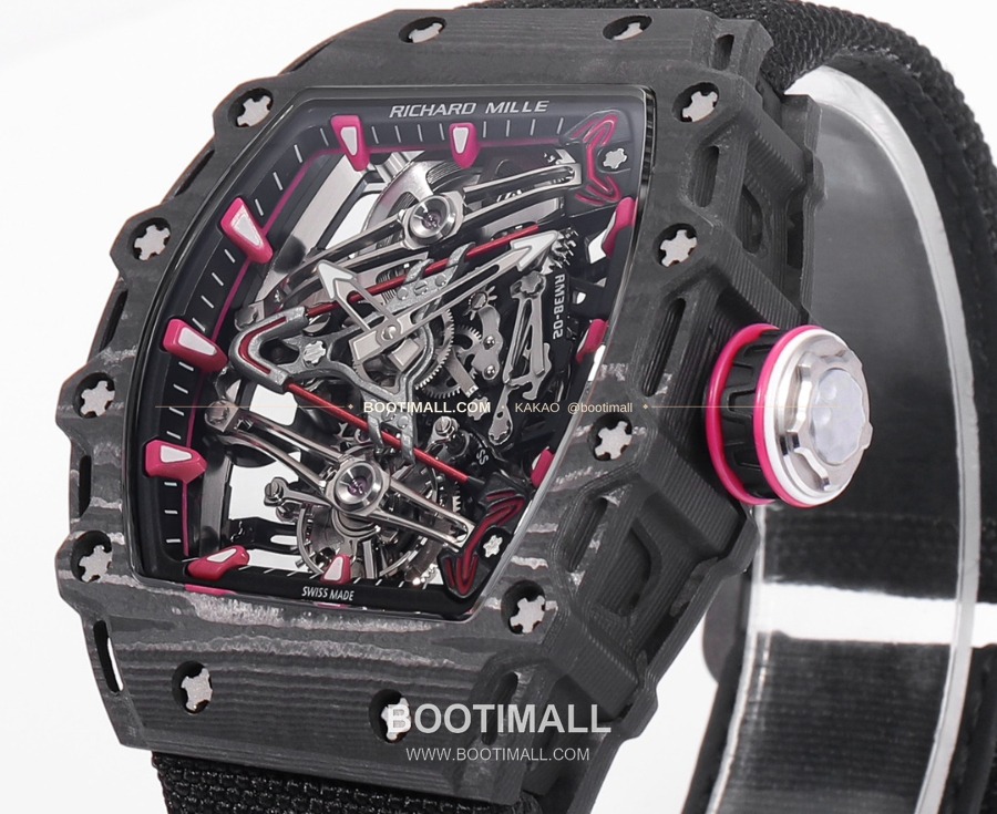 Richard Mille RM 38-02 Tourbillon Bubba Watson Pink Carbon TPT 리차드 밀 RM 38-02 투르비용 버바 왓슨 핑크 카본 TPT 페브릭밴드 4