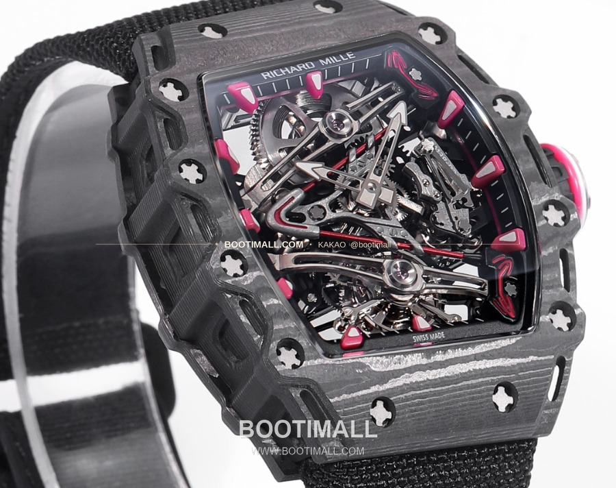 Richard Mille RM 38-02 Tourbillon Bubba Watson Pink Carbon TPT 리차드 밀 RM 38-02 투르비용 버바 왓슨 핑크 카본 TPT 페브릭밴드 5