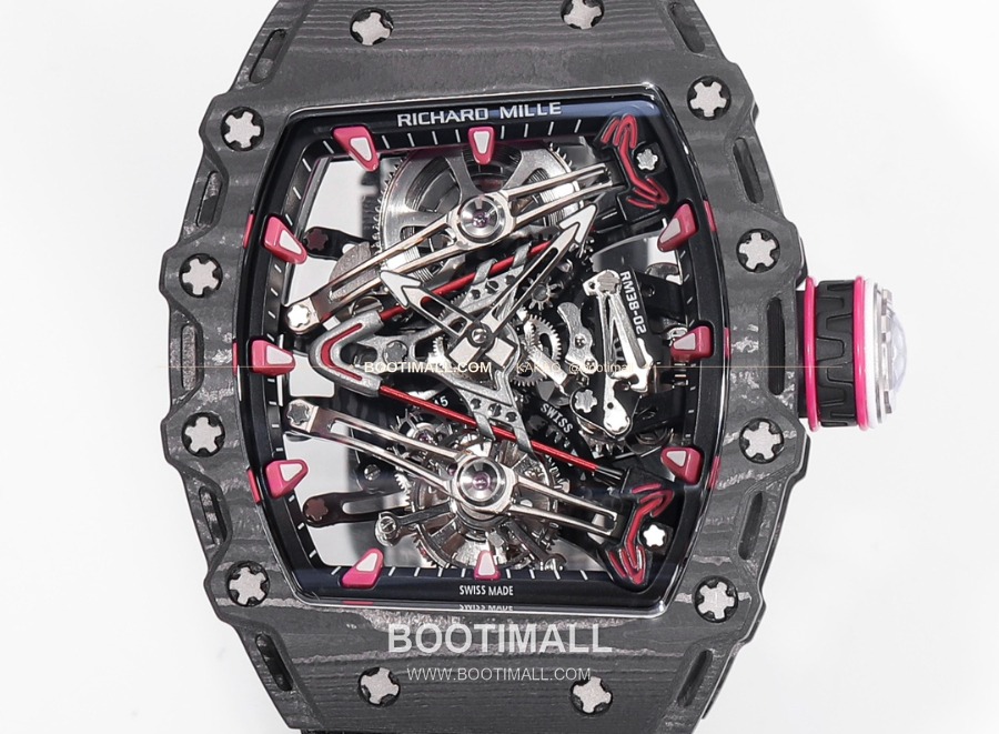 Richard Mille RM 38-02 Tourbillon Bubba Watson Pink Carbon TPT 리차드 밀 RM 38-02 투르비용 버바 왓슨 핑크 카본 TPT 페브릭밴드 6