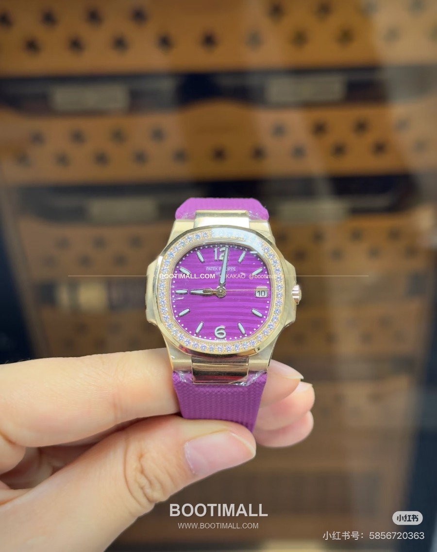 Patek Philippe Nautilus Ladies Diamond Bezel Purple Dial 36mm 파텍필립 18K 포금 노틸러스 여성 다이아 베젤 퍼플 다이얼 36mm(소장용) 12