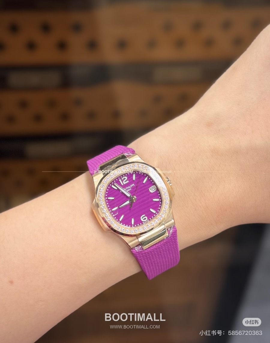 Patek Philippe Nautilus Ladies Diamond Bezel Purple Dial 36mm 파텍필립 18K 포금 노틸러스 여성 다이아 베젤 퍼플 다이얼 36mm(소장용) 13