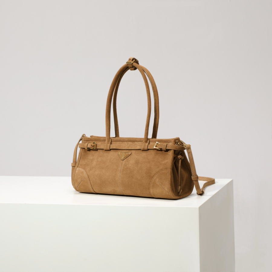 PRADA Soft Lux Suede Leather Top Handle Bag 프라다 소프트 럭스 스웨이드 레더 토트백 브라운 1BA426 32cm 1