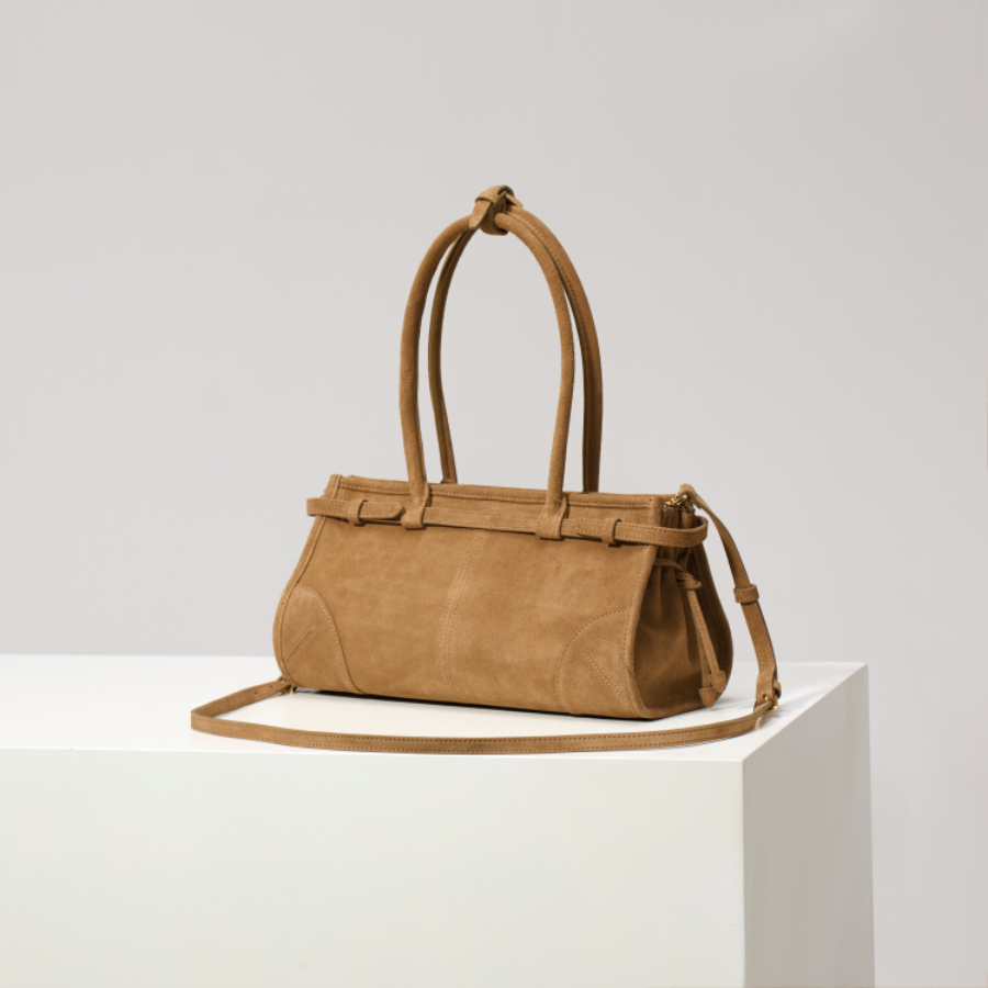 PRADA Soft Lux Suede Leather Top Handle Bag 프라다 소프트 럭스 스웨이드 레더 토트백 브라운 1BA426 32cm 2