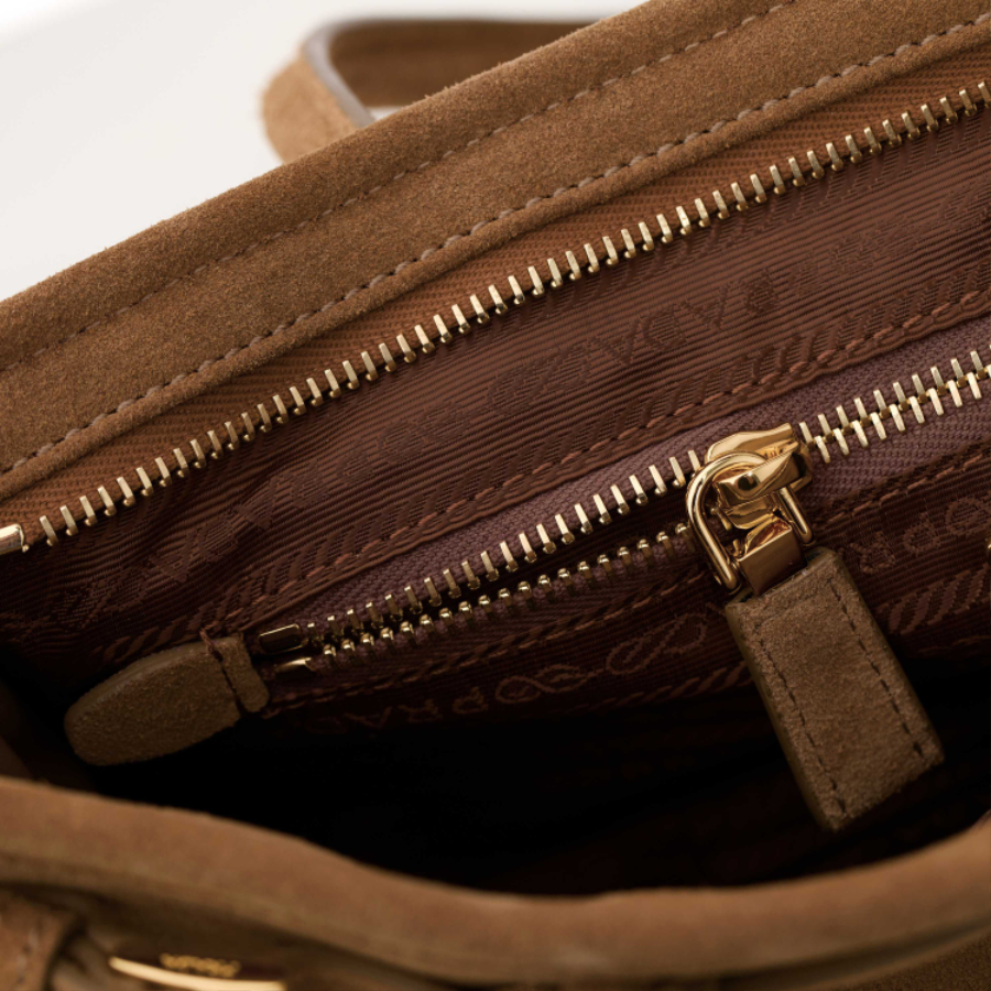 PRADA Soft Lux Suede Leather Top Handle Bag 프라다 소프트 럭스 스웨이드 레더 토트백 브라운 1BA426 32cm 5