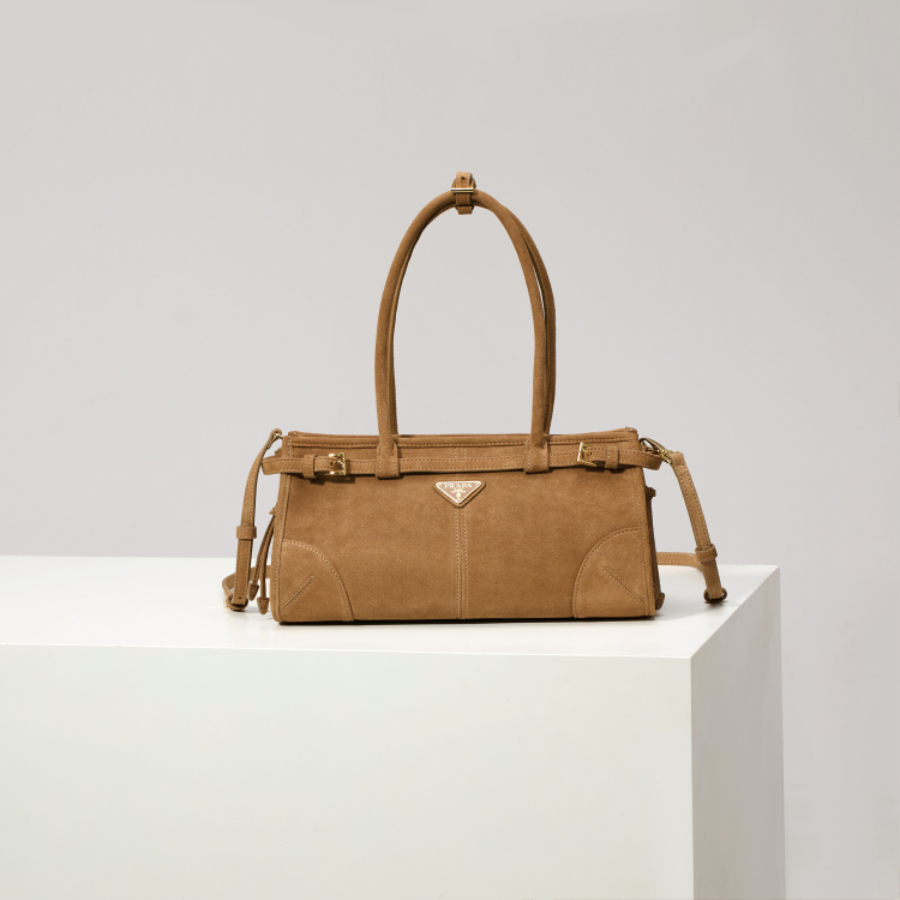 PRADA Soft Lux Suede Leather Top Handle Bag 프라다 소프트 럭스 스웨이드 레더 토트백 브라운 1BA426 32cm 10