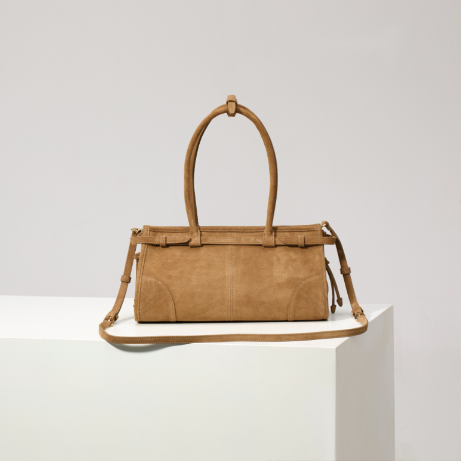 PRADA Soft Lux Suede Leather Top Handle Bag 프라다 소프트 럭스 스웨이드 레더 토트백 브라운 1BA426 32cm 11