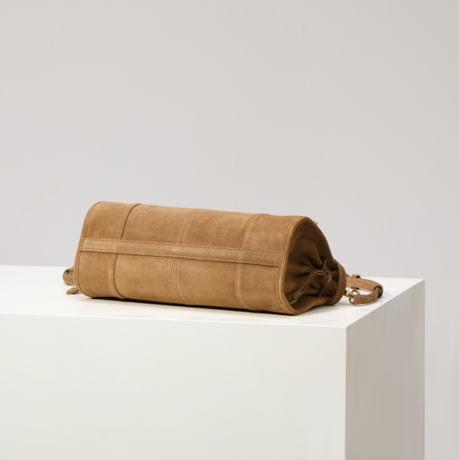 PRADA Soft Lux Suede Leather Top Handle Bag 프라다 소프트 럭스 스웨이드 레더 토트백 브라운 1BA426 32cm 13