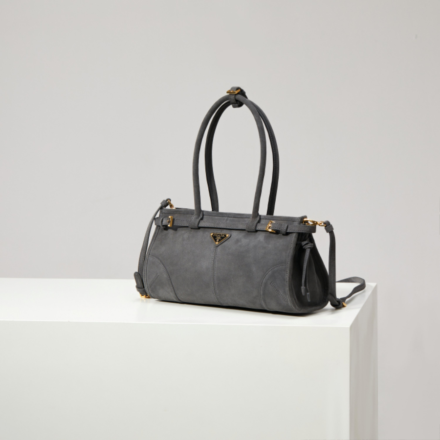 PRADA Soft Lux Suede Leather Top Handle Bag 프라다 소프트 럭스 스웨이드 레더 토트백 그레이 1BA426 32cm 1