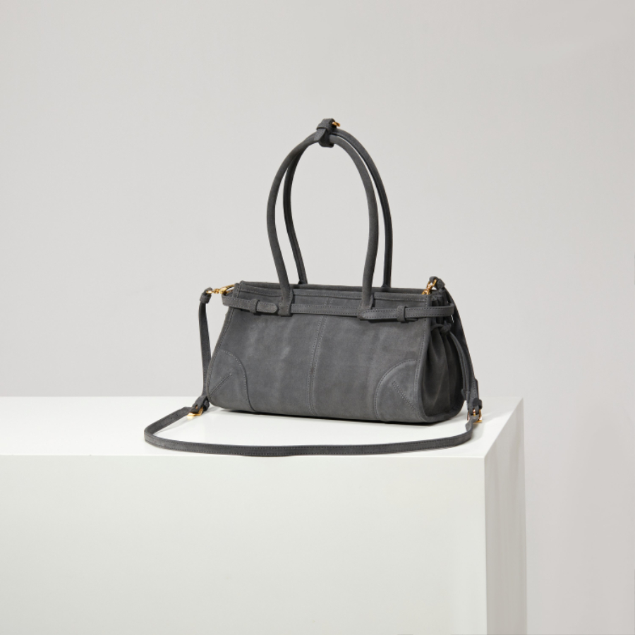 PRADA Soft Lux Suede Leather Top Handle Bag 프라다 소프트 럭스 스웨이드 레더 토트백 그레이 1BA426 32cm 2