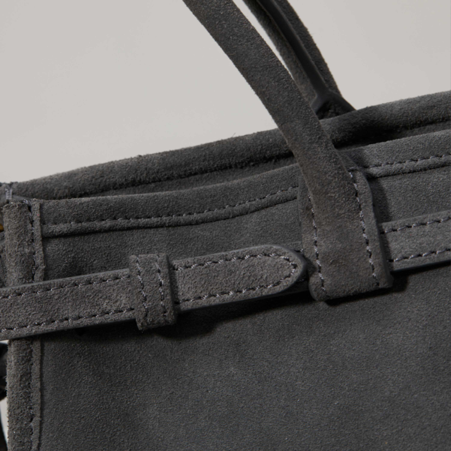 PRADA Soft Lux Suede Leather Top Handle Bag 프라다 소프트 럭스 스웨이드 레더 토트백 그레이 1BA426 32cm 9