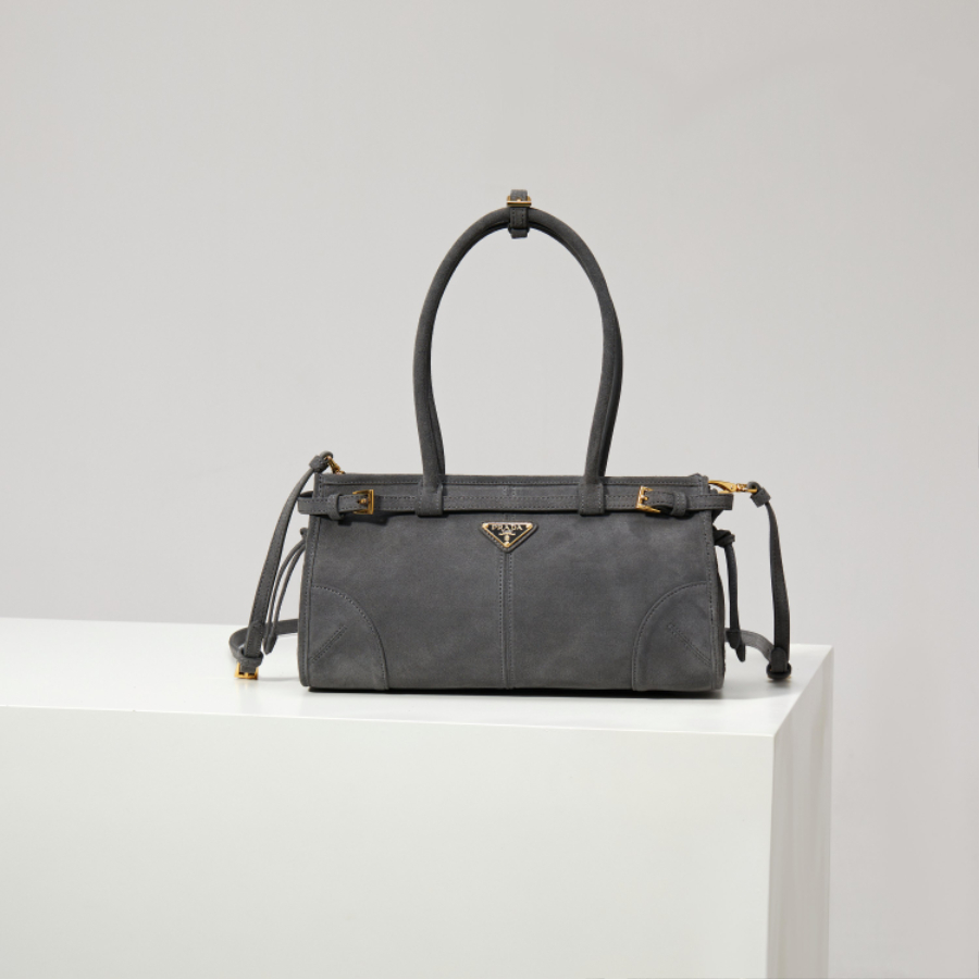 PRADA Soft Lux Suede Leather Top Handle Bag 프라다 소프트 럭스 스웨이드 레더 토트백 그레이 1BA426 32cm 10