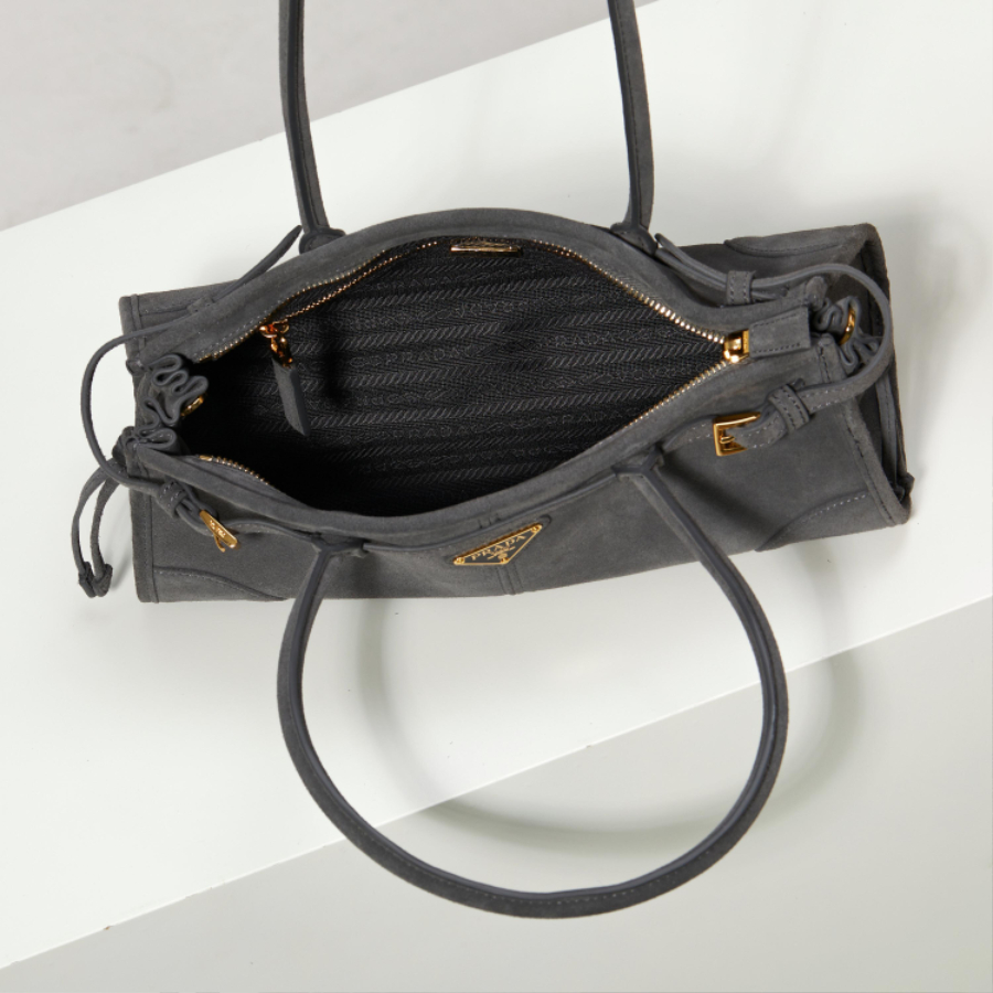 PRADA Soft Lux Suede Leather Top Handle Bag 프라다 소프트 럭스 스웨이드 레더 토트백 그레이 1BA426 32cm 18