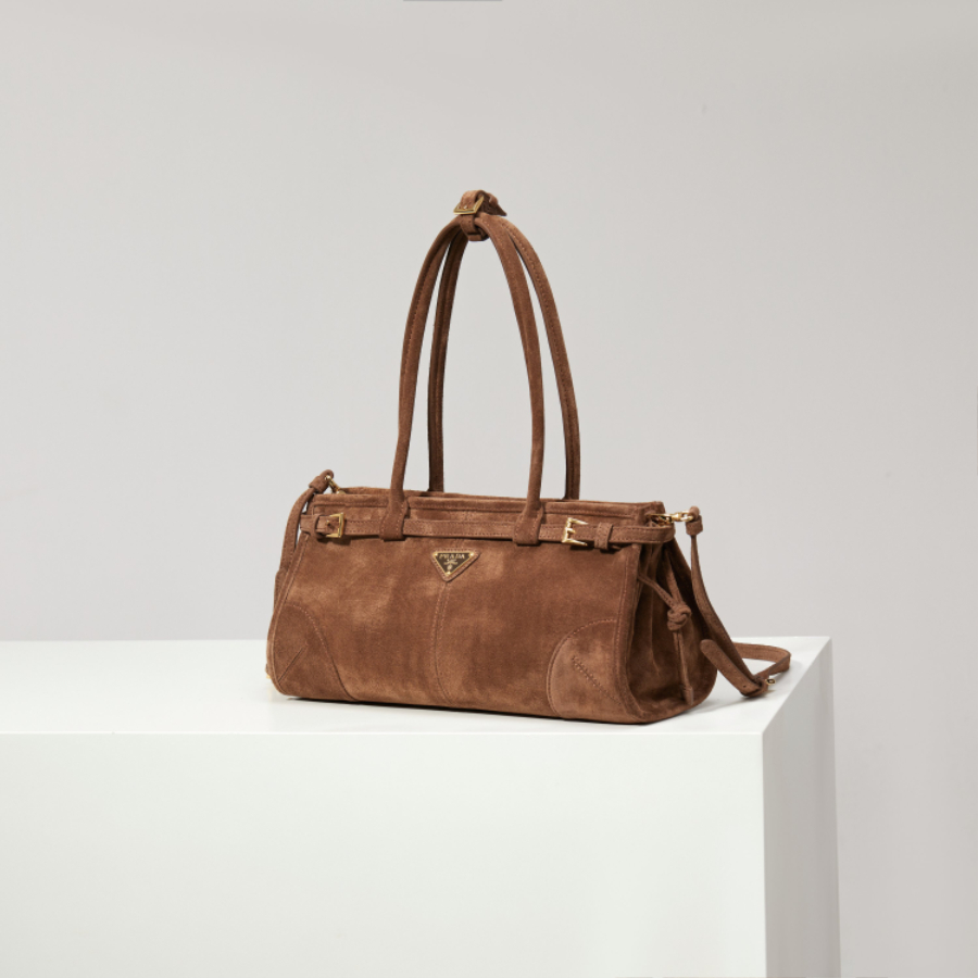 PRADA Soft Lux Suede Leather Top Handle Bag 프라다 소프트 럭스 스웨이드 레더 토트백 브라운 1BA426 32cm 1