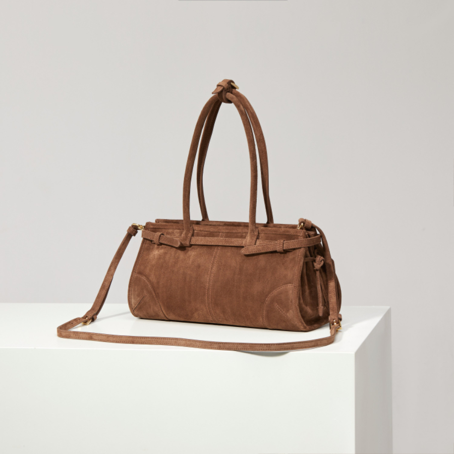 PRADA Soft Lux Suede Leather Top Handle Bag 프라다 소프트 럭스 스웨이드 레더 토트백 브라운 1BA426 32cm 2