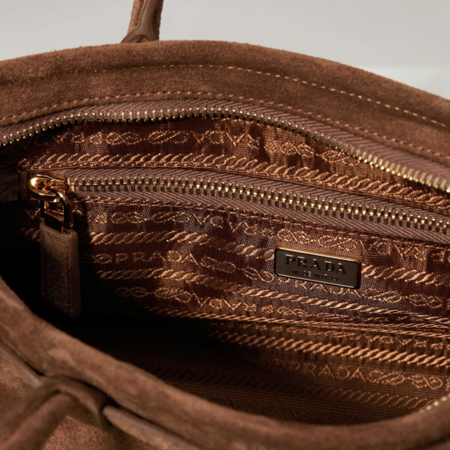 PRADA Soft Lux Suede Leather Top Handle Bag 프라다 소프트 럭스 스웨이드 레더 토트백 브라운 1BA426 32cm 5