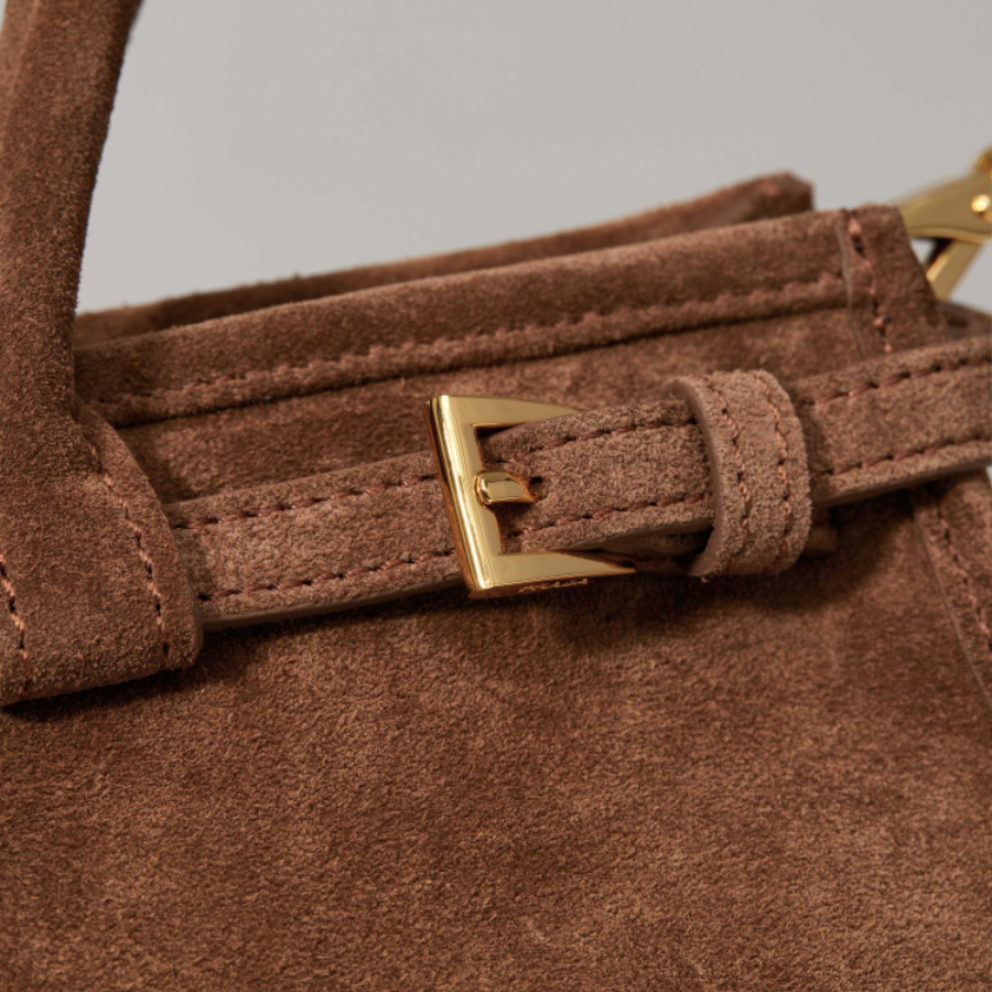 PRADA Soft Lux Suede Leather Top Handle Bag 프라다 소프트 럭스 스웨이드 레더 토트백 브라운 1BA426 32cm 8