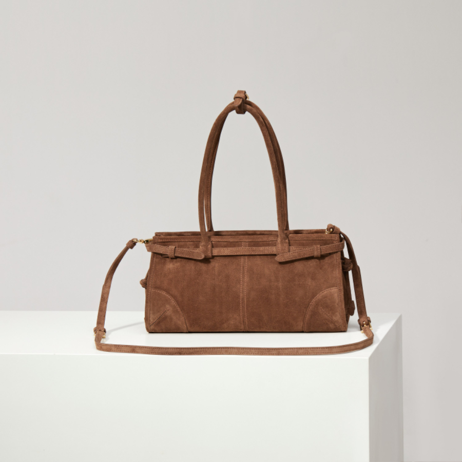 PRADA Soft Lux Suede Leather Top Handle Bag 프라다 소프트 럭스 스웨이드 레더 토트백 브라운 1BA426 32cm 11