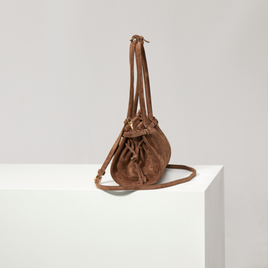 PRADA Soft Lux Suede Leather Top Handle Bag 프라다 소프트 럭스 스웨이드 레더 토트백 브라운 1BA426 32cm 12