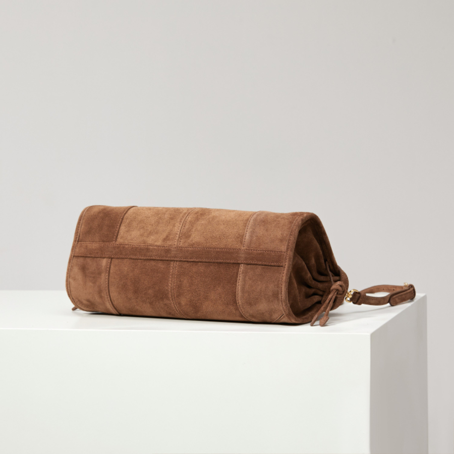 PRADA Soft Lux Suede Leather Top Handle Bag 프라다 소프트 럭스 스웨이드 레더 토트백 브라운 1BA426 32cm 13