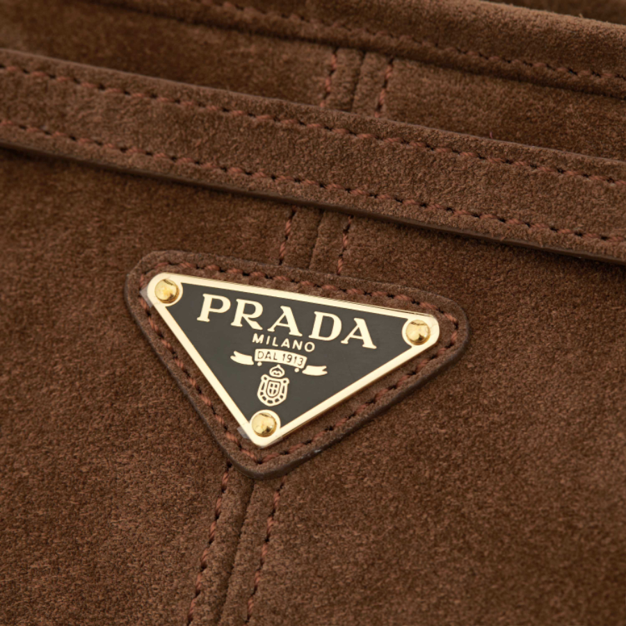 PRADA Soft Lux Suede Leather Top Handle Bag 프라다 소프트 럭스 스웨이드 레더 토트백 브라운 1BA426 32cm 14