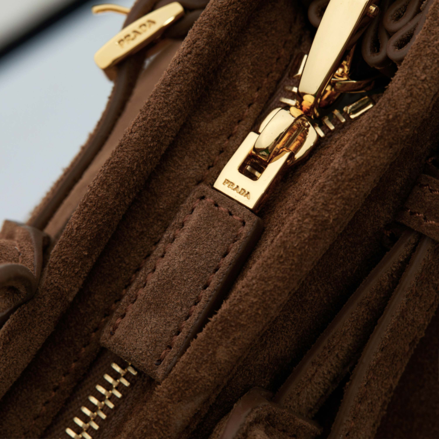 PRADA Soft Lux Suede Leather Top Handle Bag 프라다 소프트 럭스 스웨이드 레더 토트백 브라운 1BA426 32cm 16