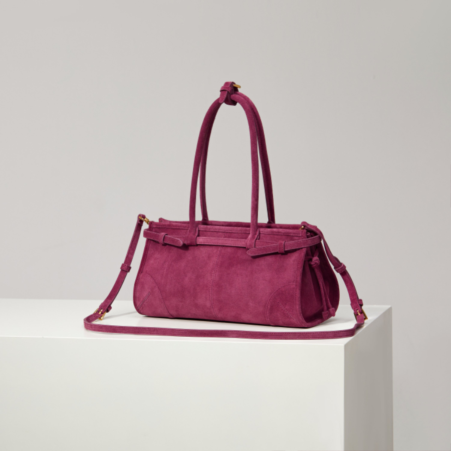 PRADA Soft Lux Suede Leather Top Handle Bag 프라다 소프트 럭스 스웨이드 레더 토트백 체리핑크  1BA426 32cm 2