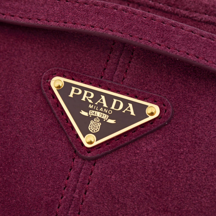 PRADA Soft Lux Suede Leather Top Handle Bag 프라다 소프트 럭스 스웨이드 레더 토트백 체리핑크  1BA426 32cm 14