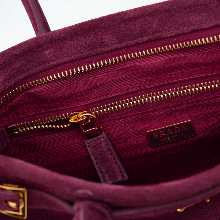 PRADA Soft Lux Suede Leather Top Handle Bag 프라다 소프트 럭스 스웨이드 레더 토트백 체리핑크  1BA426 32cm 16