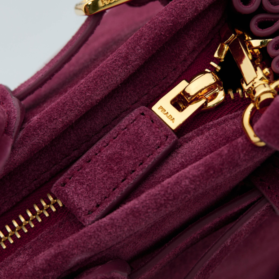 PRADA Soft Lux Suede Leather Top Handle Bag 프라다 소프트 럭스 스웨이드 레더 토트백 체리핑크  1BA426 32cm 17