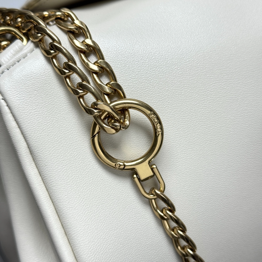 PRADA Tumulte Nappa Leather Shoulder Bag 프라다 투물테 나파 가죽 숄더백 아이보리 1BD395 24cm 6