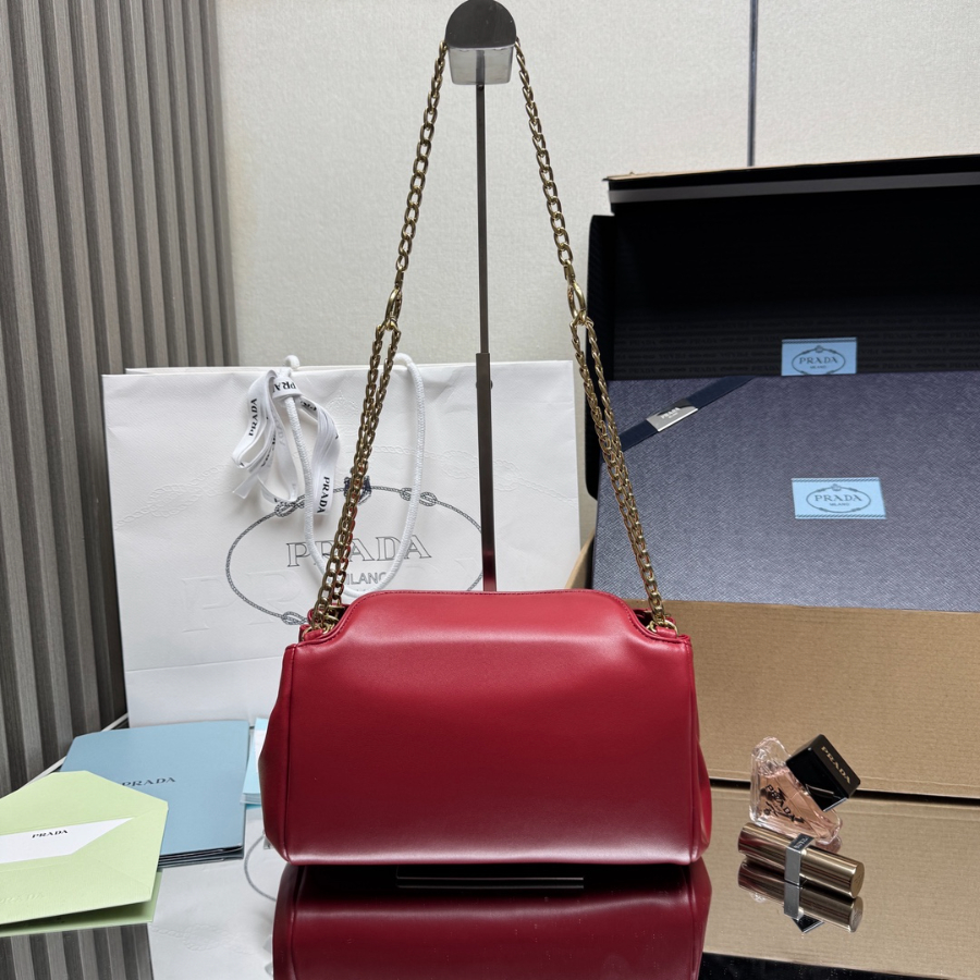PRADA Tumulte Nappa Leather Shoulder Bag 프라다 투물테 나파 가죽 숄더백 레드1BD395 24cm 2