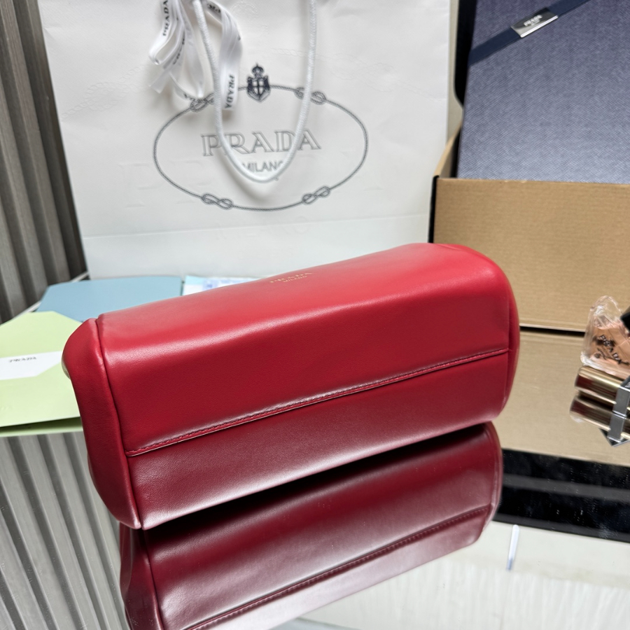 PRADA Tumulte Nappa Leather Shoulder Bag 프라다 투물테 나파 가죽 숄더백 레드1BD395 24cm 4