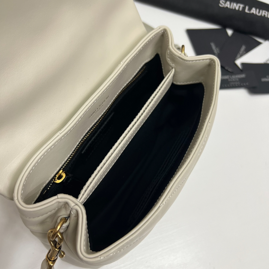 Saint Laurent Lou Lou Toy Quilted Leather Bag 생로랑 루루 토이 퀼티드 레더 숄더백 467072 20cm 아이보리 7