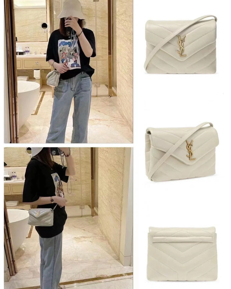 Saint Laurent Lou Lou Toy Quilted Leather Bag 생로랑 루루 토이 퀼티드 레더 숄더백 467072 20cm 아이보리 10