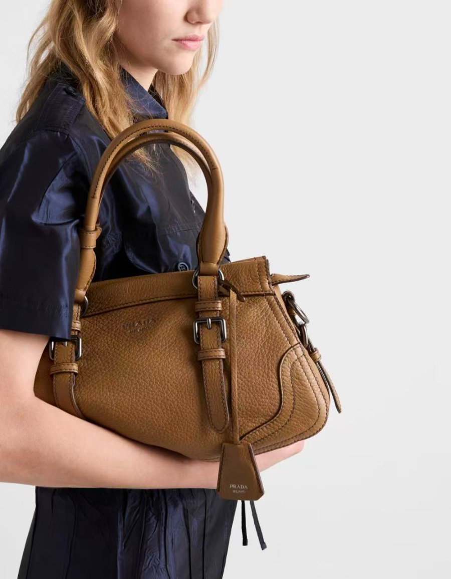 Prada Leather Top-Handle Shoulder Bag 프라다 가죽 탑핸들 내추럴 그레인카프스킨 숄더백 1BG604 브라운 35cm 1