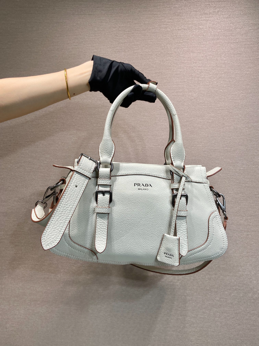 Prada Leather Top-Handle Shoulder Bag 프라다 가죽 탑핸들 내추럴 그레인카프스킨 숄더백 1BG604 아이보리 35cm 3