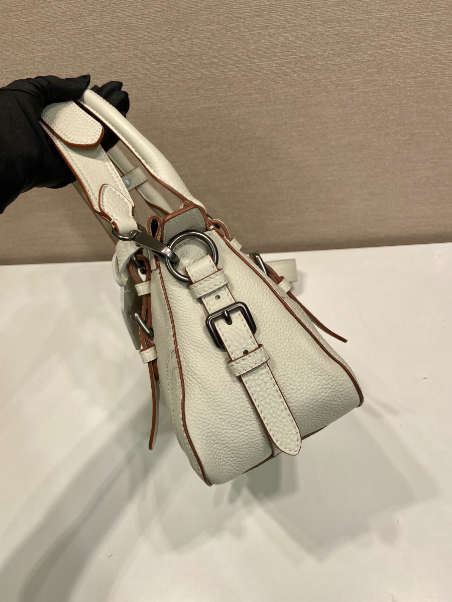 Prada Leather Top-Handle Shoulder Bag 프라다 가죽 탑핸들 내추럴 그레인카프스킨 숄더백 1BG604 아이보리 35cm 8