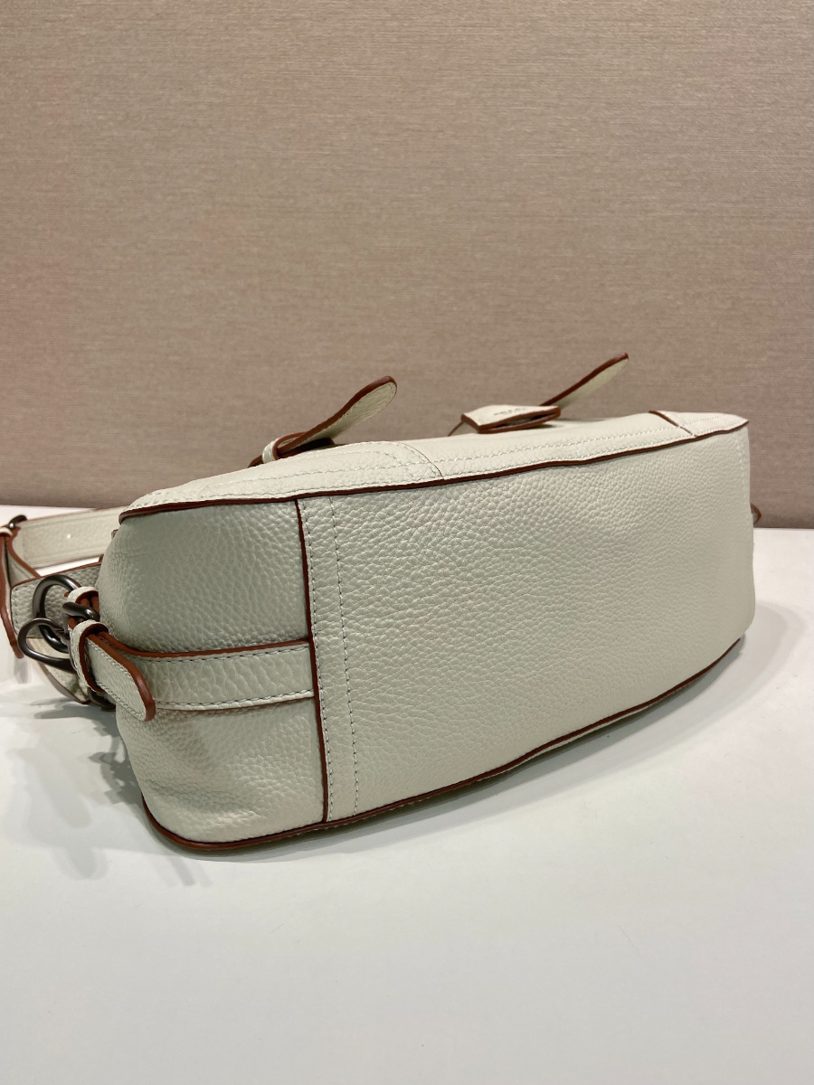 Prada Leather Top-Handle Shoulder Bag 프라다 가죽 탑핸들 내추럴 그레인카프스킨 숄더백 1BG604 아이보리 35cm 9