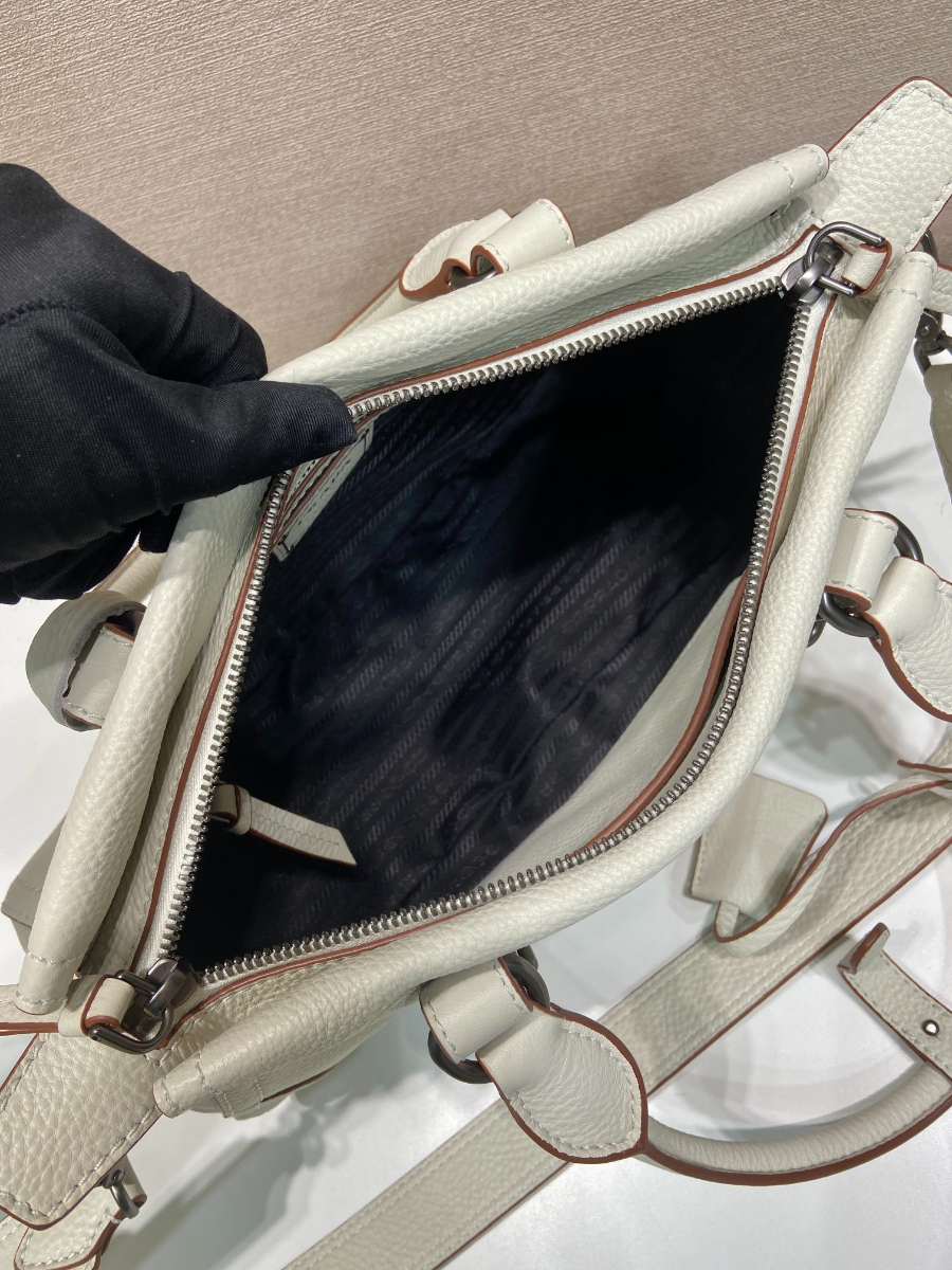 Prada Leather Top-Handle Shoulder Bag 프라다 가죽 탑핸들 내추럴 그레인카프스킨 숄더백 1BG604 아이보리 35cm 10