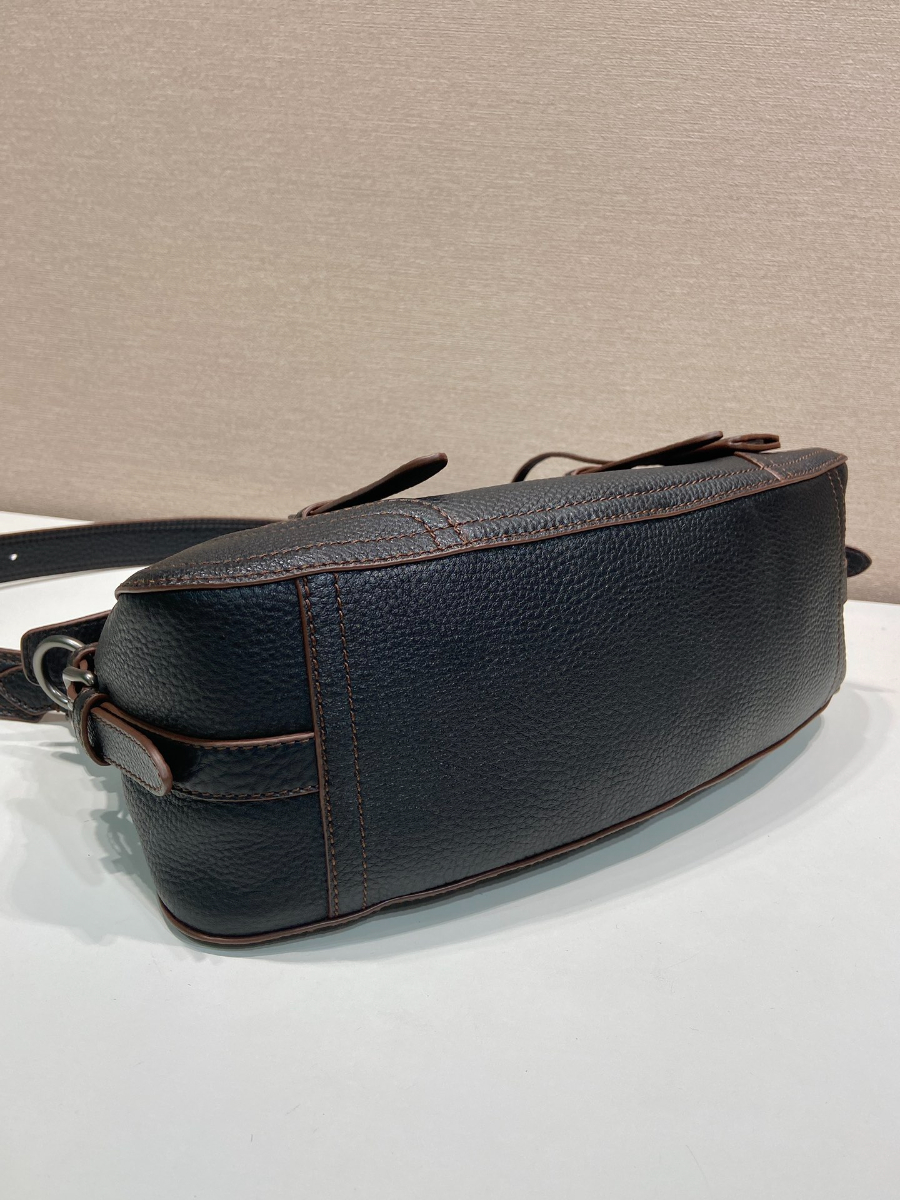 Prada Leather Top-Handle Shoulder Bag 프라다 가죽 탑핸들 내추럴 그레인카프스킨 숄더백 1BG604 블랙 35cm 3