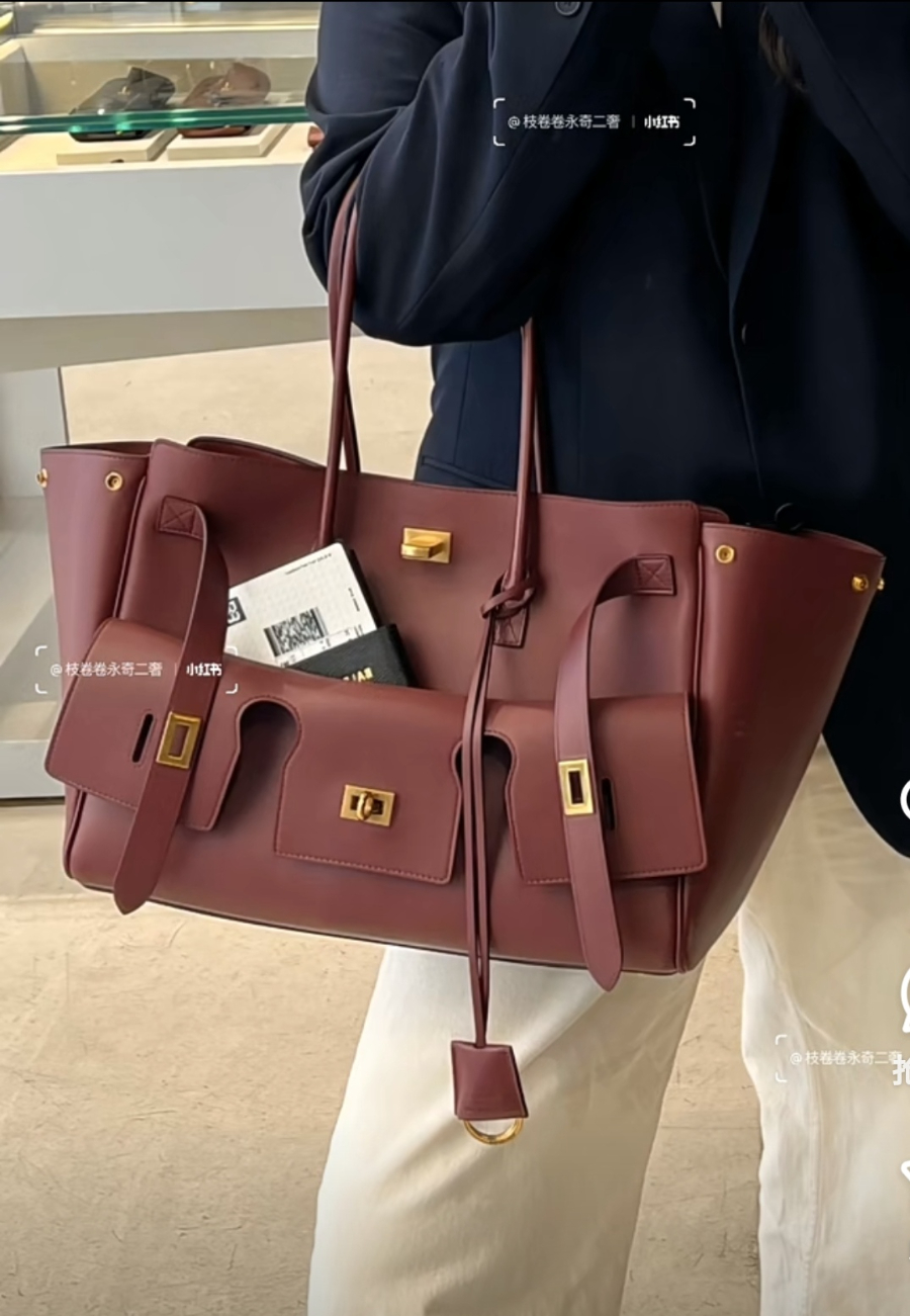 Balenciaga Bel Air Small 발렌시아가 벨에어 스몰 탑핸들백 78989 버건디 금장 30cm 1