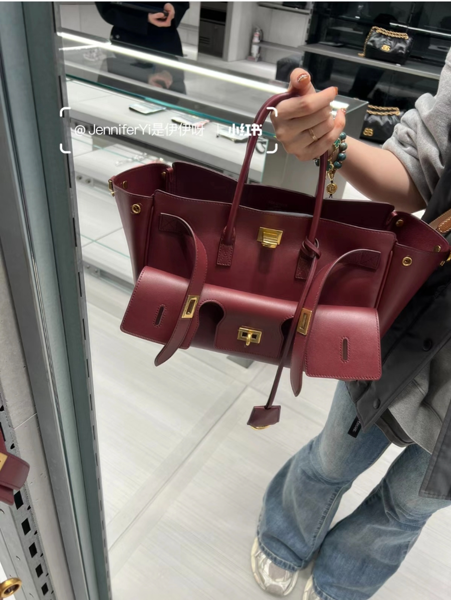 Balenciaga Bel Air Small 발렌시아가 벨에어 스몰 탑핸들백 78989 버건디 금장 30cm 2