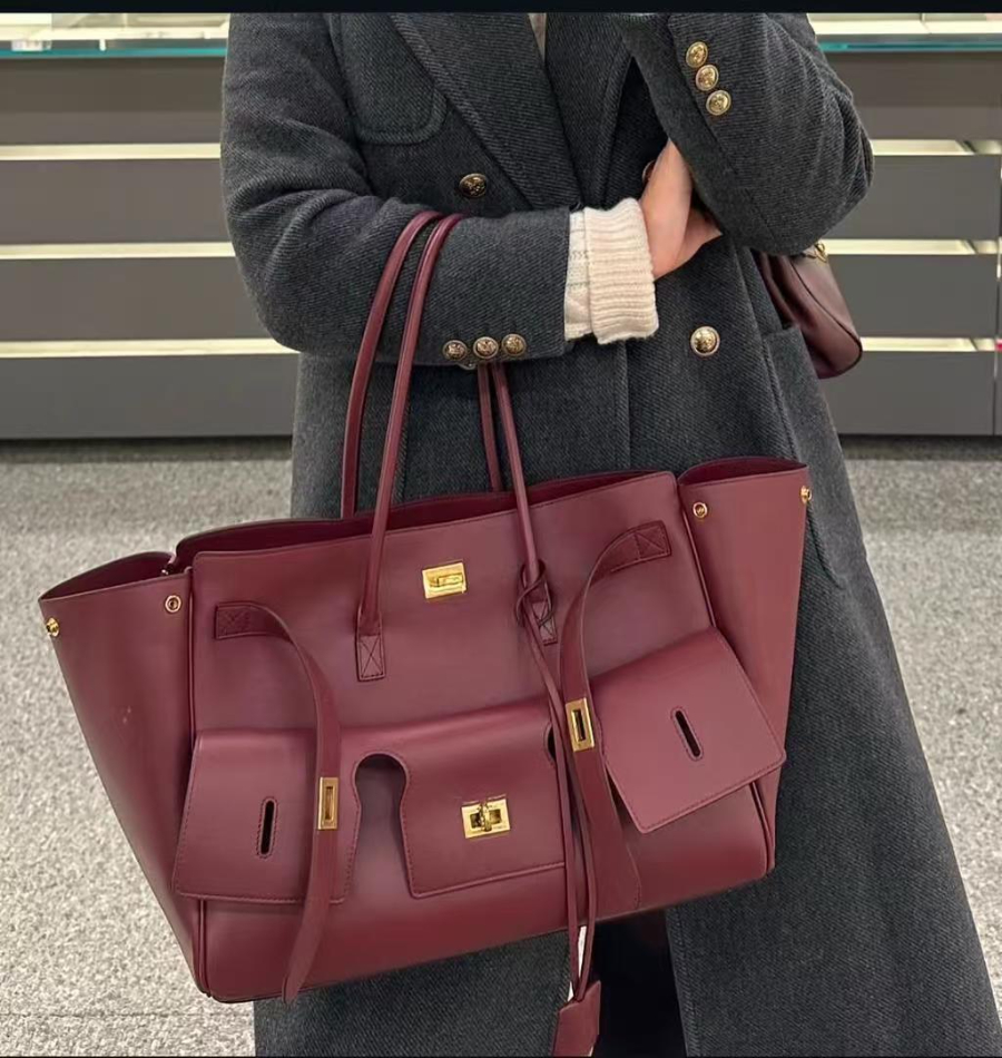 Balenciaga Bel Air Small 발렌시아가 벨에어 스몰 탑핸들백 78989 버건디 금장 30cm 3