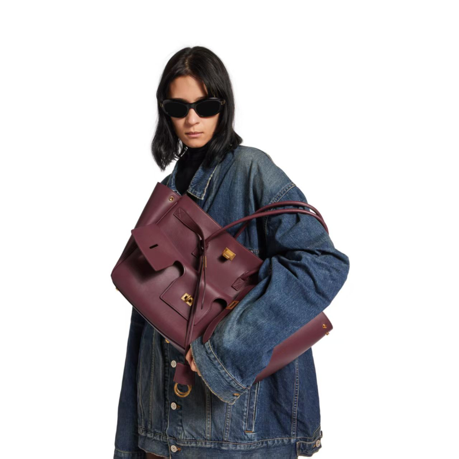 Balenciaga Bel Air Small 발렌시아가 벨에어 스몰 탑핸들백 78989 버건디 금장 30cm 5