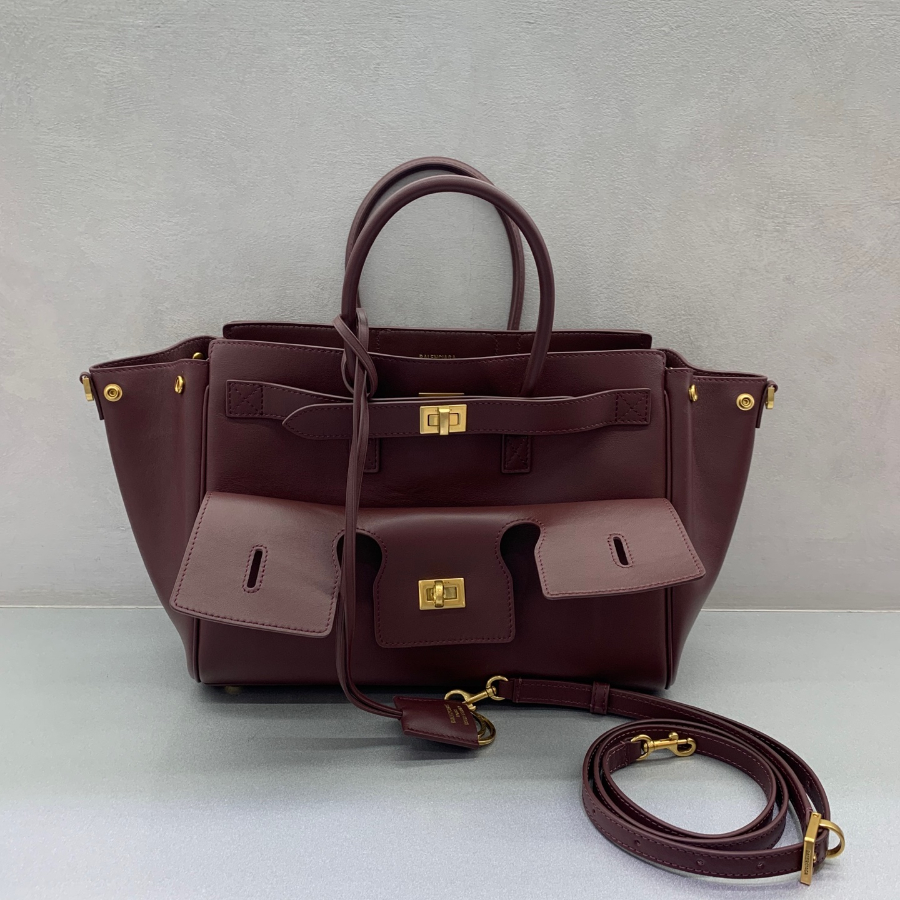 Balenciaga Bel Air Small 발렌시아가 벨에어 스몰 탑핸들백 78989 버건디 금장 30cm 7