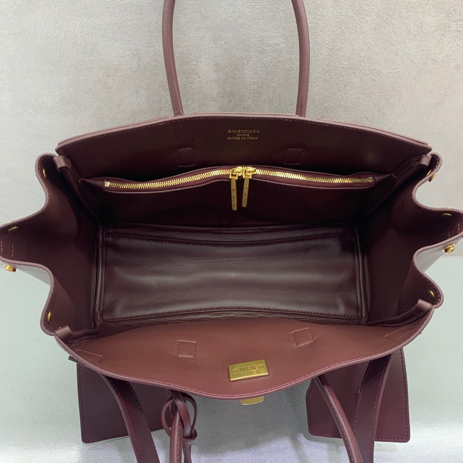 Balenciaga Bel Air Small 발렌시아가 벨에어 스몰 탑핸들백 78989 버건디 금장 30cm 12