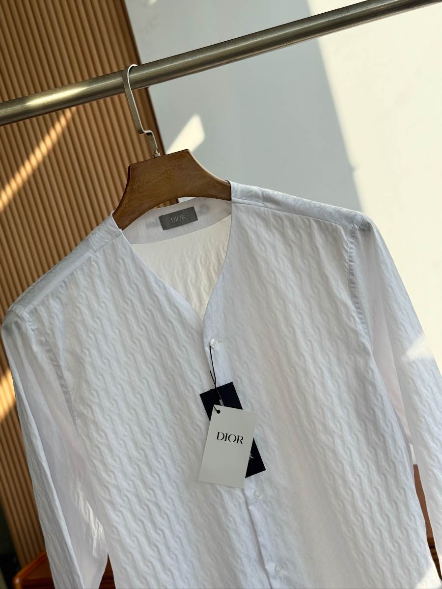 DIOR Textured Cotton Shirt 디올 텍스처드 코튼 셔츠 화이트 6