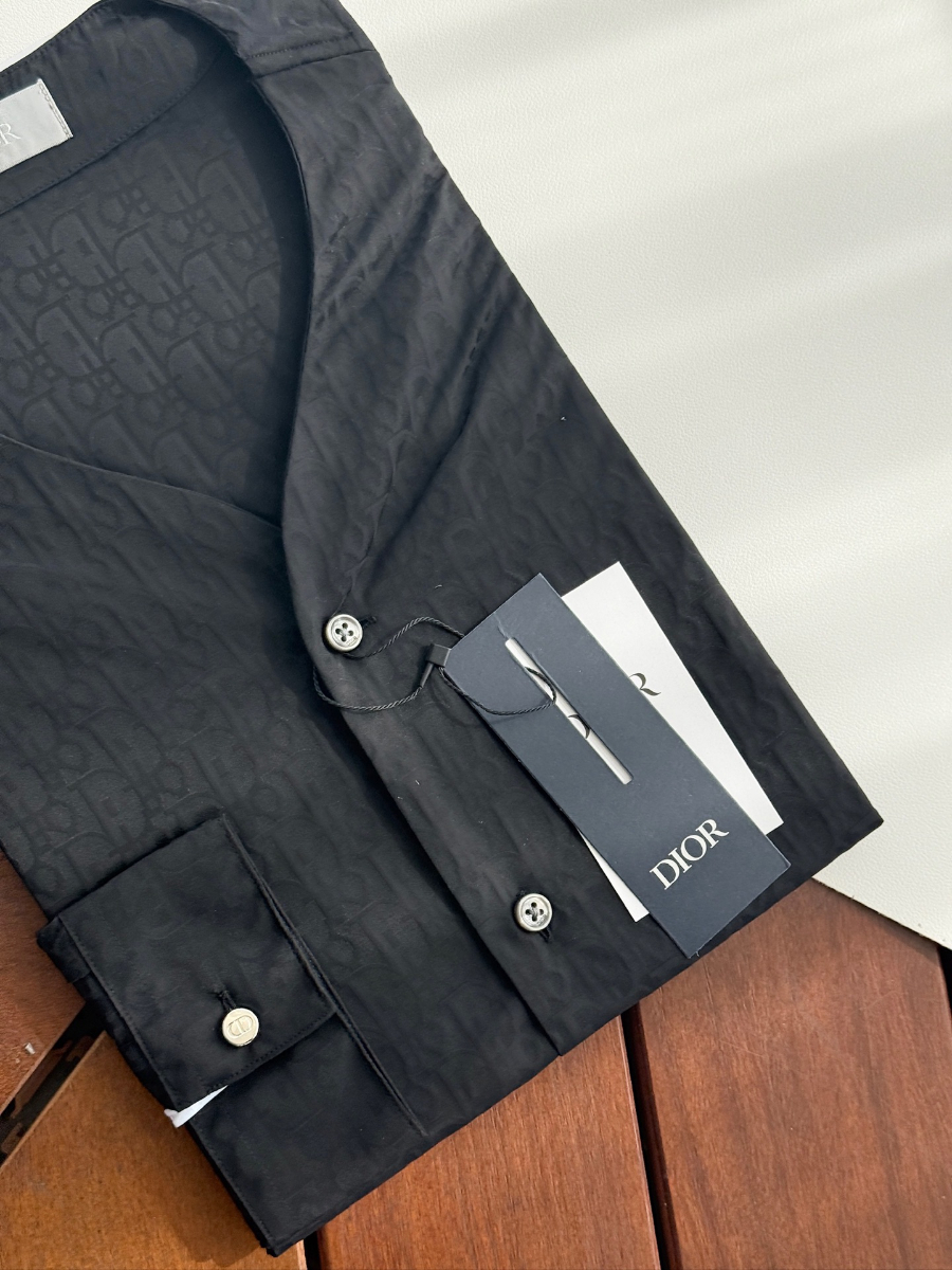 DIOR Textured Cotton Shirt 디올 텍스처드 코튼 셔츠 블랙 4